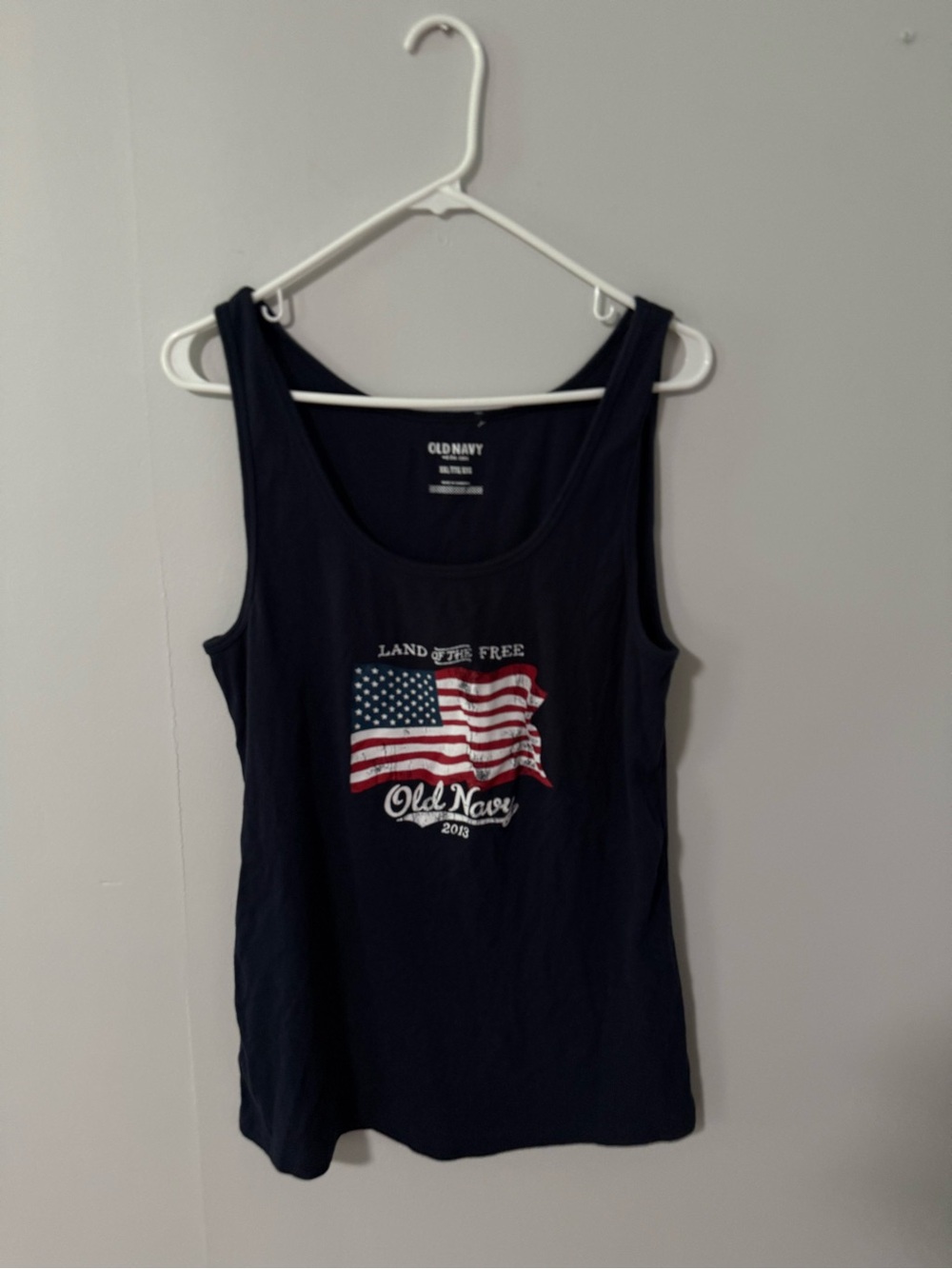 Old Navy Navy Blue Tank with American Flag Graphic - Red, White, Blue